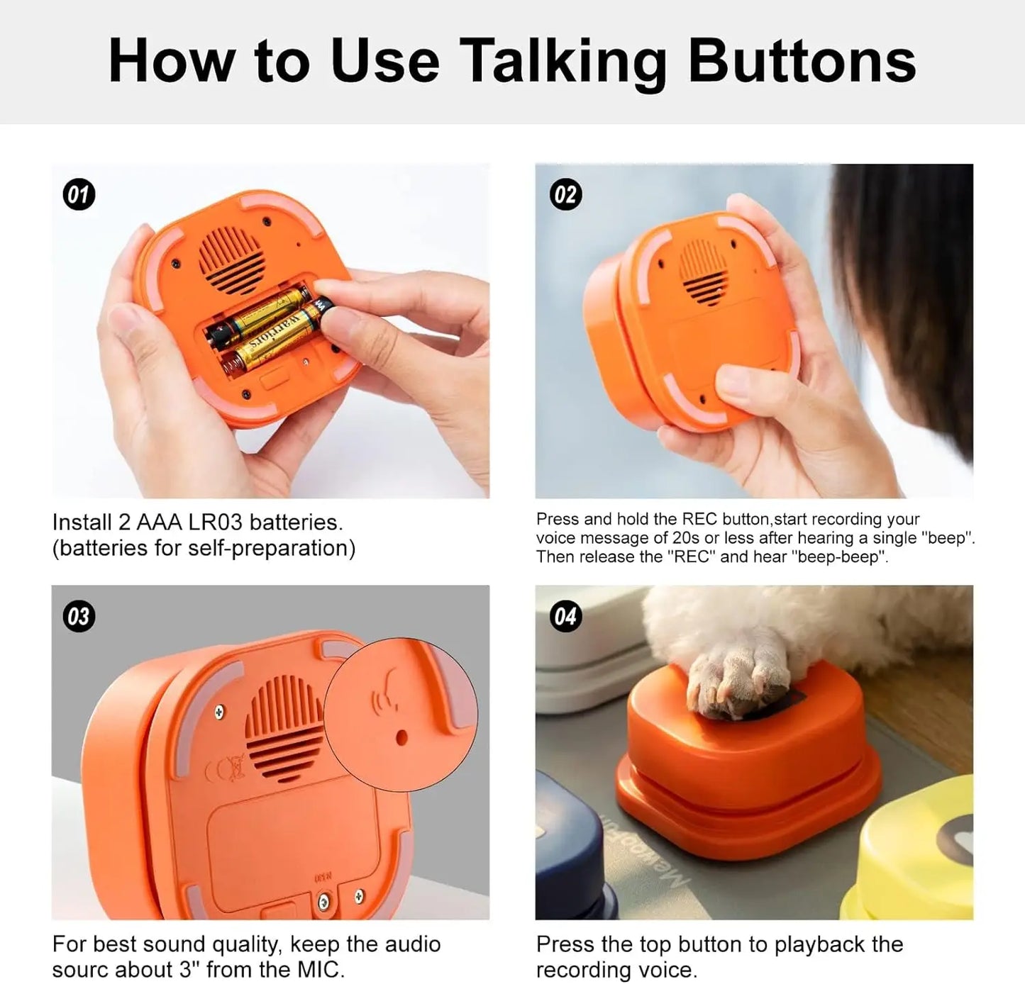 Recordable Communication Toy for Dogs and Cats with Talking Button Set - MEWOOFUN