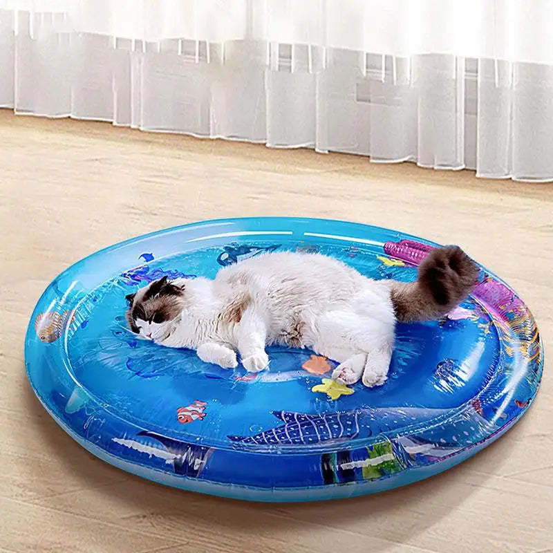 Water Inflatable and Sensory Play Mat For Cats And Dogs With Fish Sea Theme