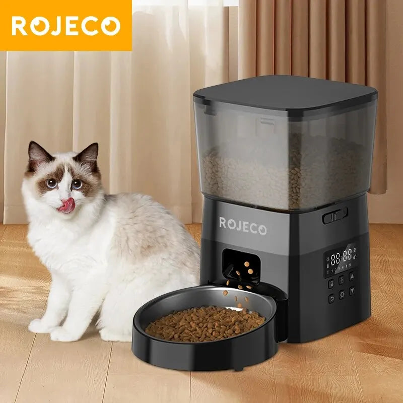 Rojeco Automatic Pet Feeder with Smart Button-Controlled Dispenser