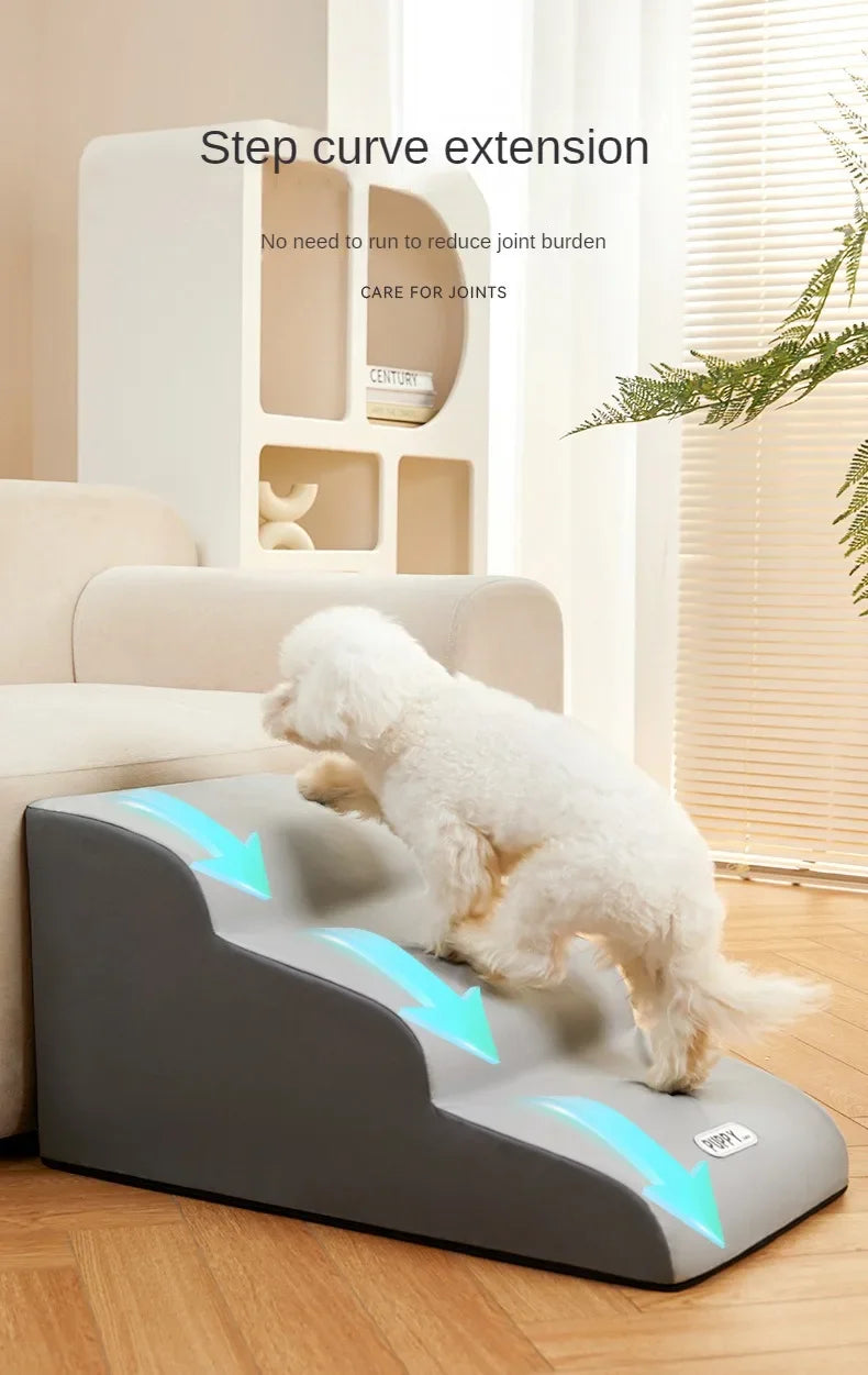 Adjustable Pet Stairs for Easy Sofa Access. Non-Slip Dog Ladder