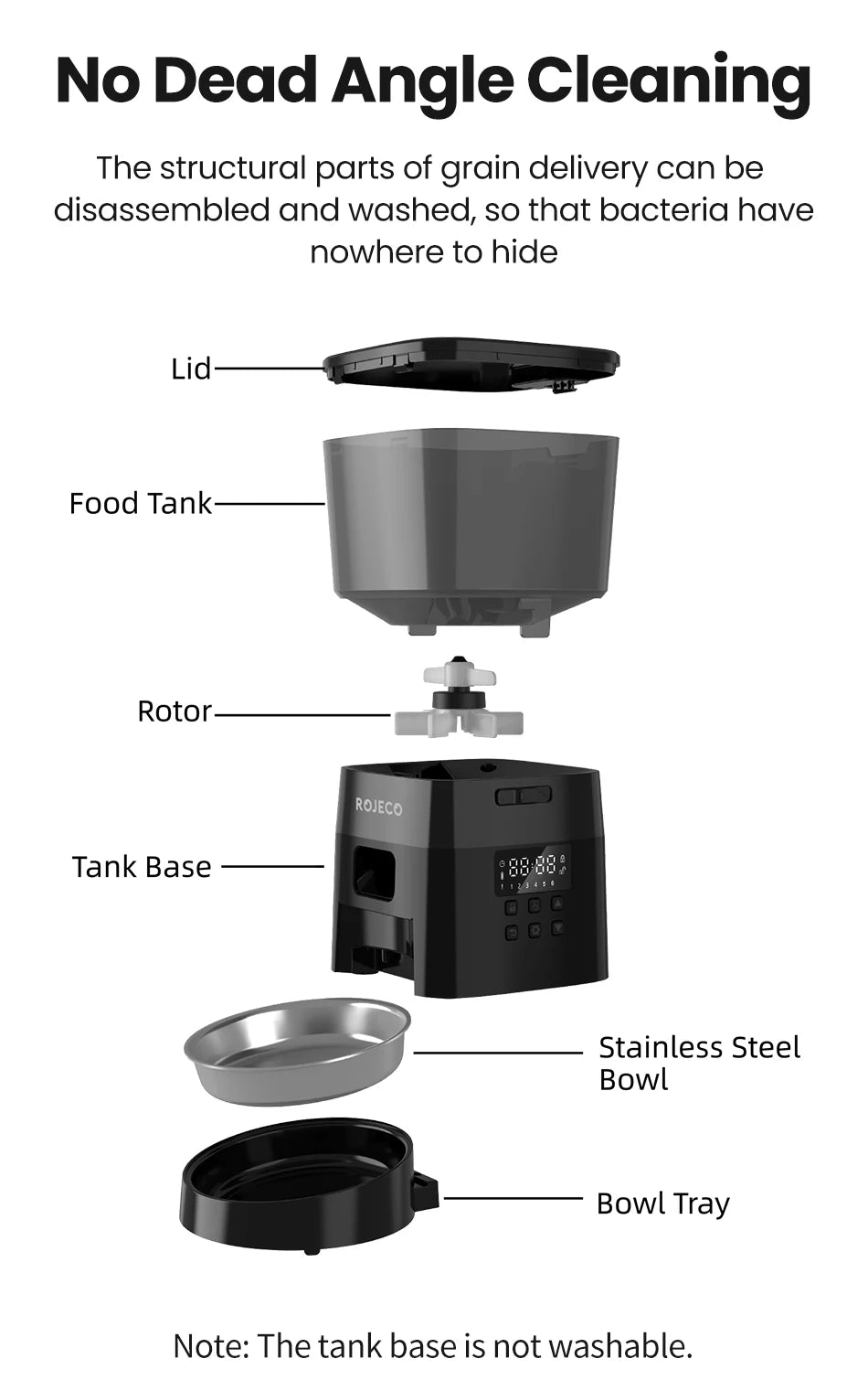 Rojeco Automatic Pet Feeder with Smart Button-Controlled Dispenser