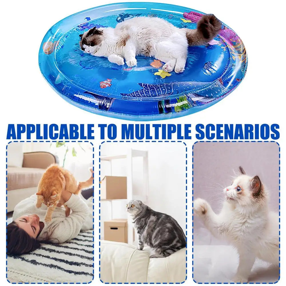 Water Inflatable and Sensory Play Mat For Cats And Dogs With Fish Sea Theme