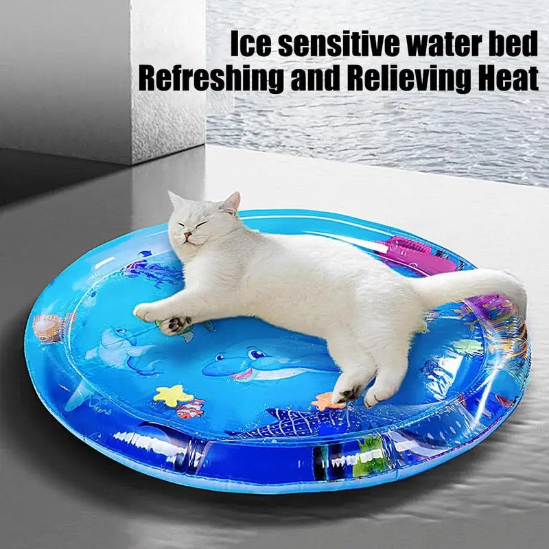 Water Inflatable and Sensory Play Mat For Cats And Dogs With Fish Sea Theme