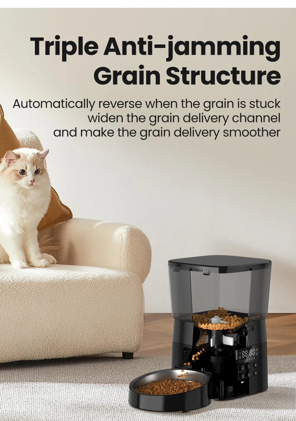 Rojeco Automatic Pet Feeder with Smart Button-Controlled Dispenser