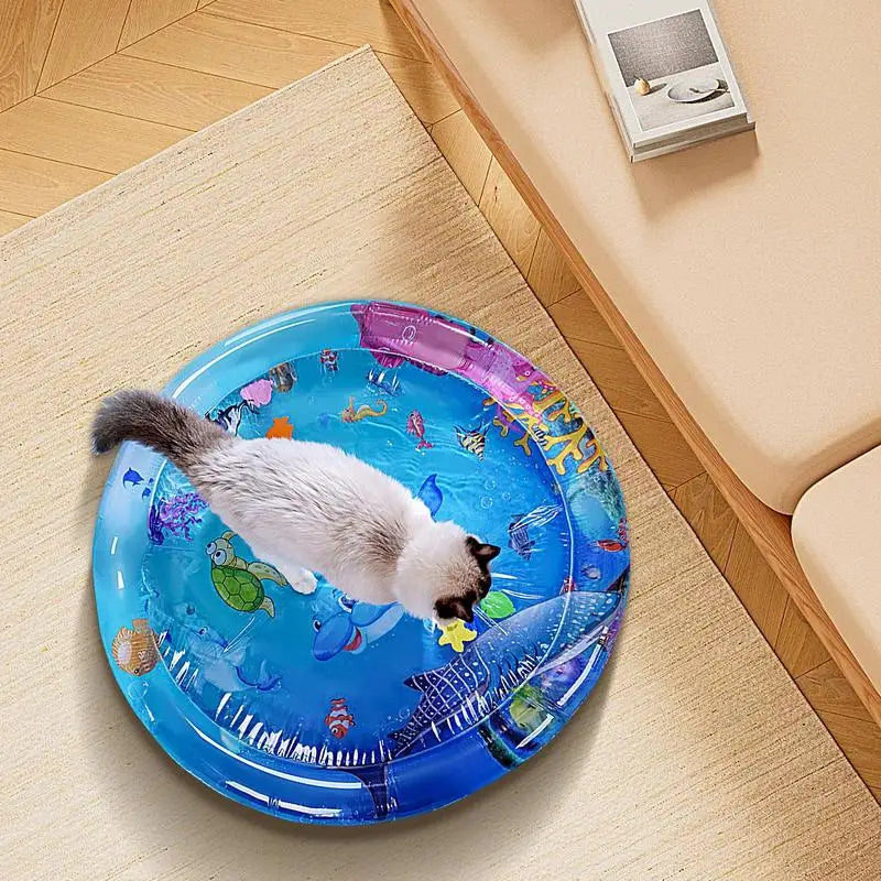 Water Inflatable and Sensory Play Mat For Cats And Dogs With Fish Sea Theme