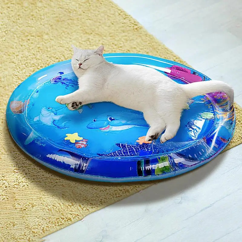 Water Inflatable and Sensory Play Mat For Cats And Dogs With Fish Sea Theme