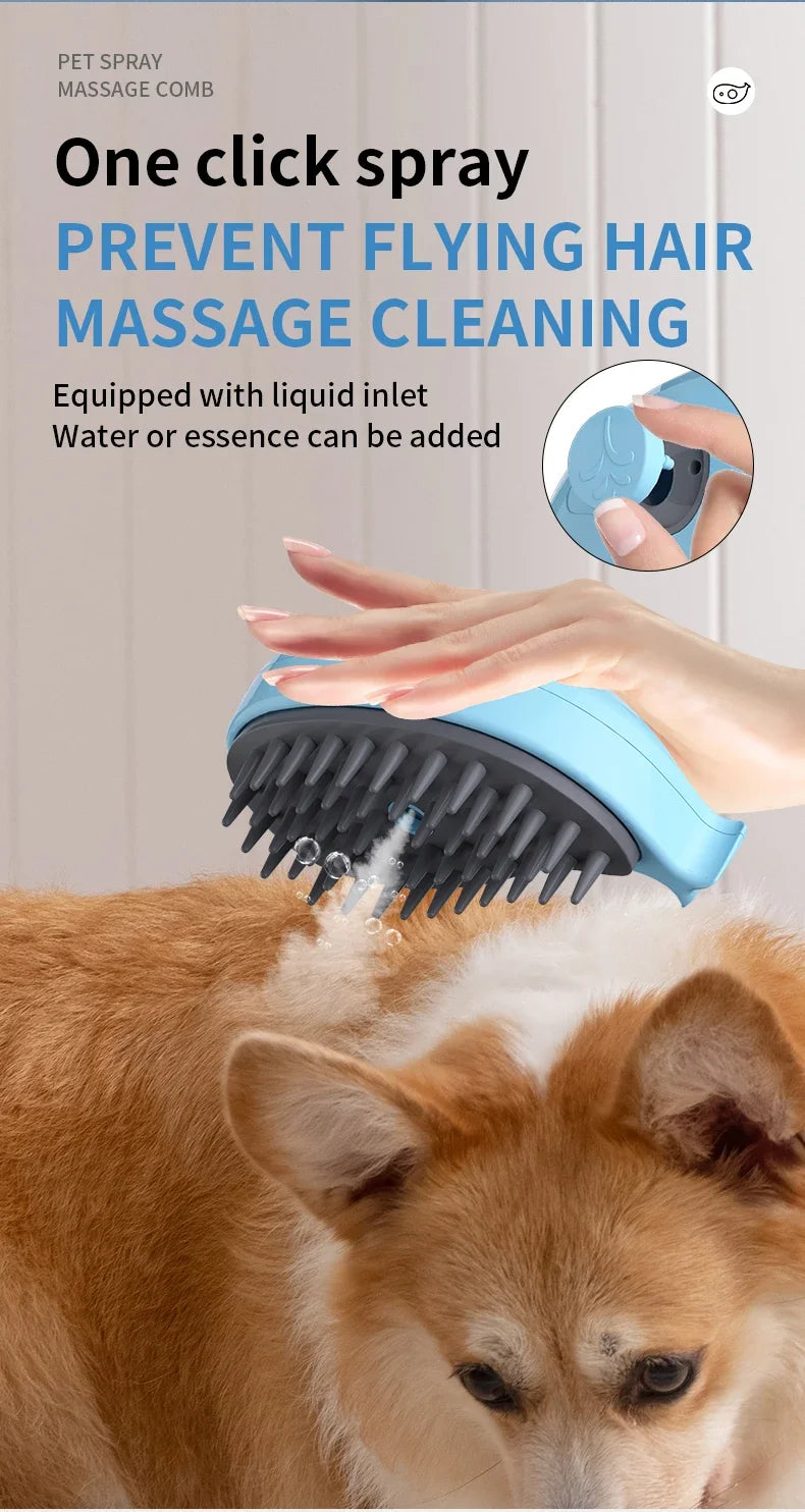 3-in-1 Pet Grooming Brush with Electric Spray function for effortless Grooming