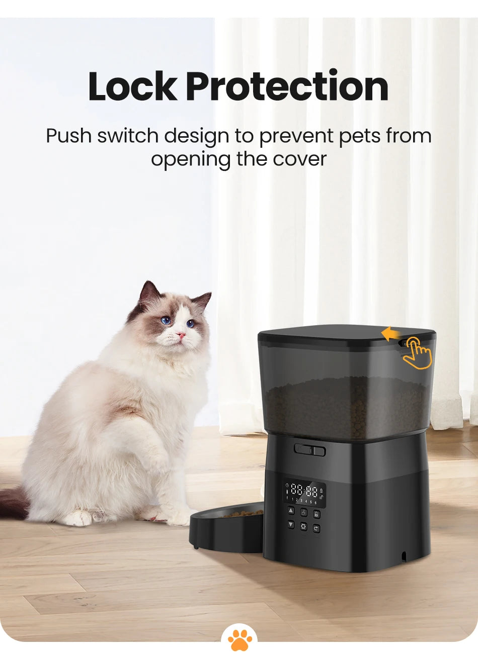 Rojeco Automatic Pet Feeder with Smart Button-Controlled Dispenser