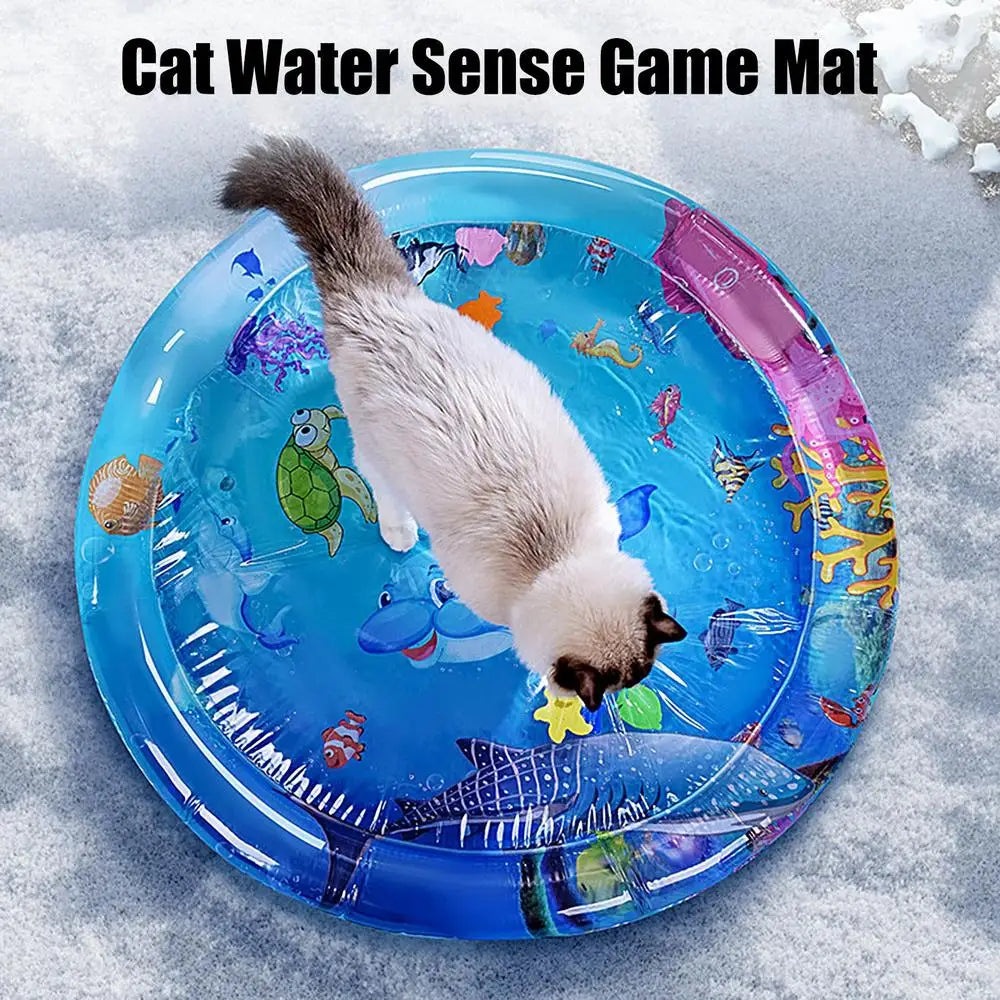 Water Inflatable and Sensory Play Mat For Cats And Dogs With Fish Sea Theme