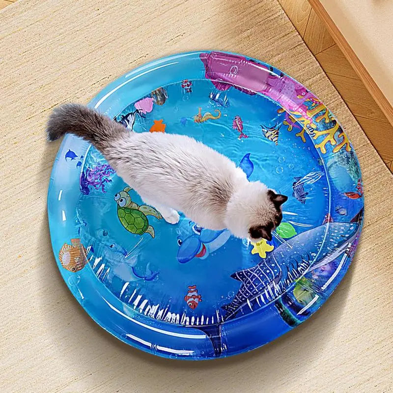 Water Inflatable and Sensory Play Mat For Cats And Dogs With Fish Sea Theme