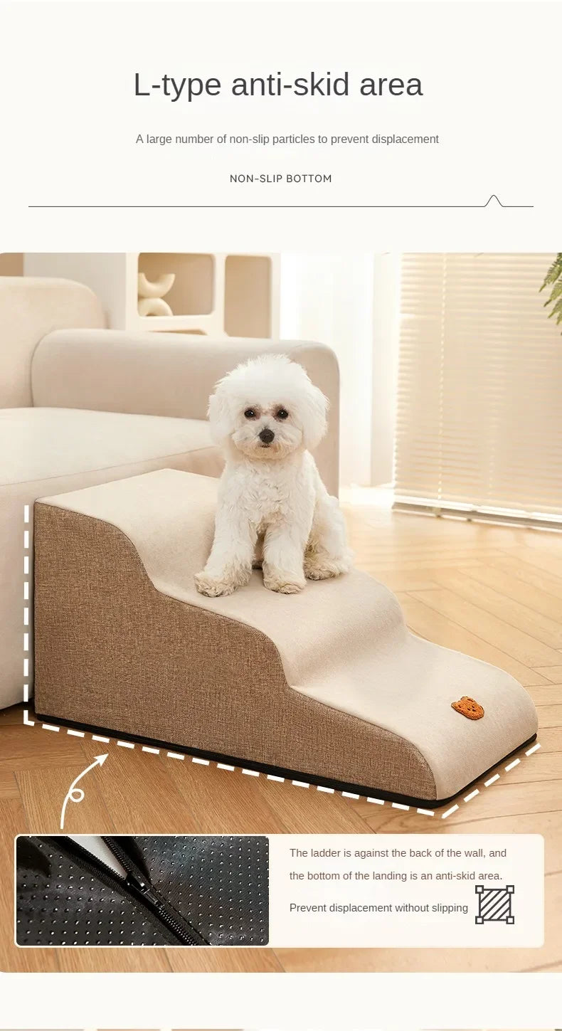 Adjustable Pet Stairs for Easy Sofa Access. Non-Slip Dog Ladder