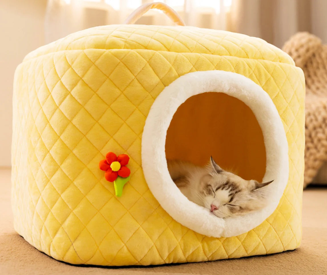 Cozy Pet Cave - Removable Enclosed House for Cats and Dogs